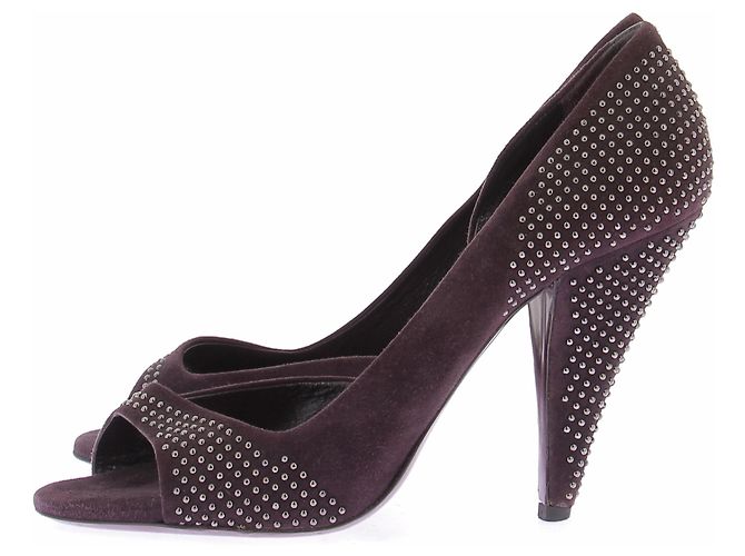 Miu Miu Scarpins de camurça roxos - vista 5