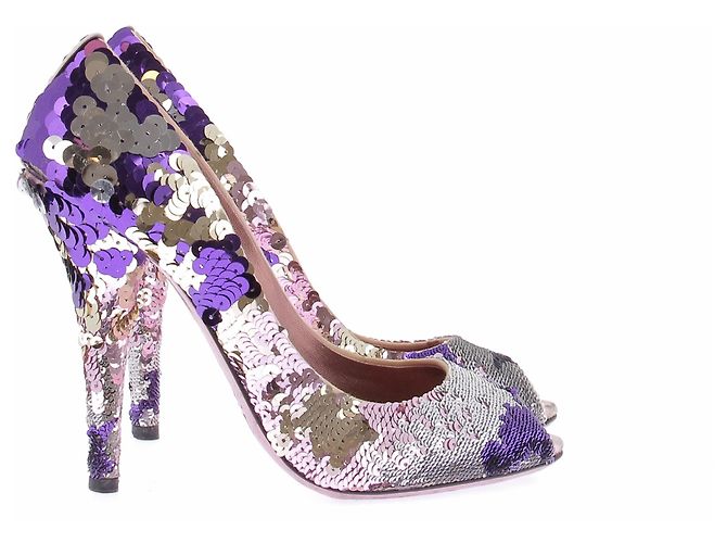 Décolleté con paillettes Miu Miu viola taglia 38 Porpora - vista 4