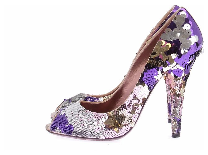 Décolleté con paillettes Miu Miu viola taglia 38 Porpora - vista 5