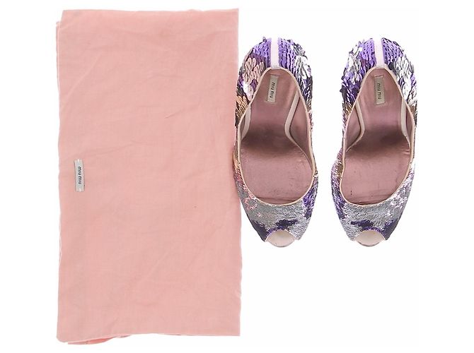Décolleté con paillettes Miu Miu viola taglia 38 Porpora - vista 6