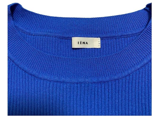 Autre Marque Ärmelloses IENA Rippstrick-Top Blau - Ansicht 2