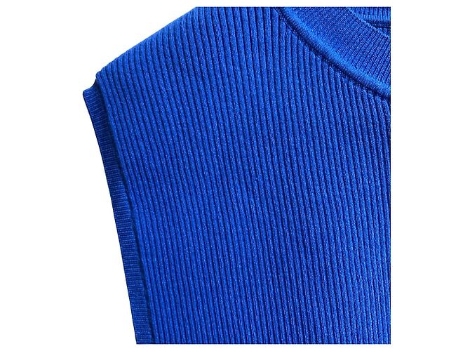 Autre Marque Ärmelloses IENA Rippstrick-Top Blau - Ansicht 3