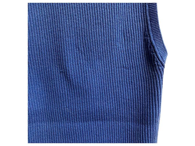 Autre Marque Ärmelloses IENA Rippstrick-Top Blau - Ansicht 4