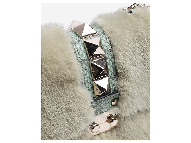 Rockstud Valentino Borsa a tracolla in ecopelliccia verde - vista 6