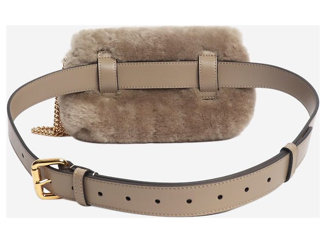 Fendi Borsa a tracolla in shearling taupe Marrone - vista 3