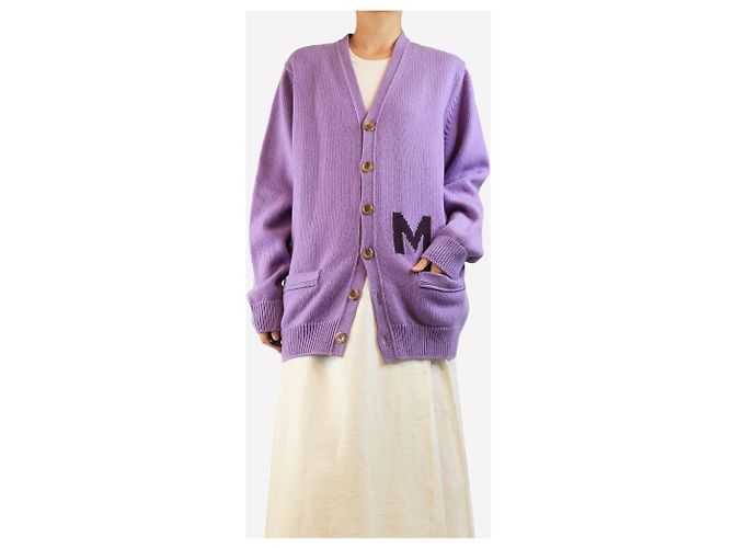 Marc Jacobs Langer Wollstrickjacke in Lila - Größe M - Ansicht 3