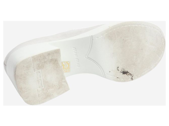 Miu Miu Weiße Penny Loafer aus Leder mit Absatz - Größe EU 38 - Ansicht 5