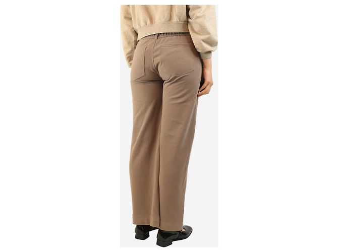 Brunello Cucinelli Pantalones anchos de algodón taupe - talla S Castaño - vista 3