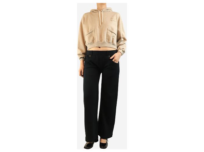 Brunello Cucinelli Pantalones anchos de algodón negro - talla S - vista 2