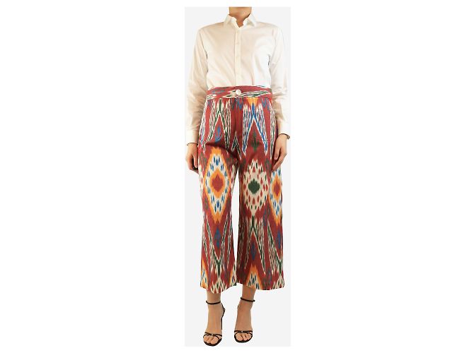 Autre Marque Gemusterte Cropped-Hose in Multicolour - Größe L Mehrfarben - Ansicht 2