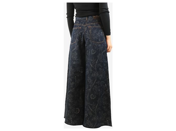 Etro Jeans a gamba larga floreale blu scuro - taglia UK 8 - vista 3