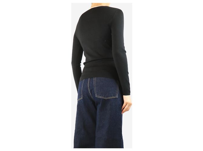 Akris Top de punto de mezcla de seda negro de manga larga - talla UK 10 - vista 2
