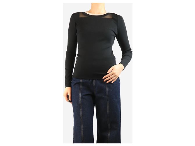 Akris Top de punto de mezcla de seda negro de manga larga - talla UK 10 - vista 3