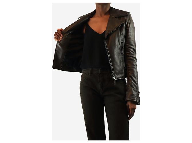 Balenciaga Braune Lederbikerjacke - Größe UK 8 - Ansicht 4