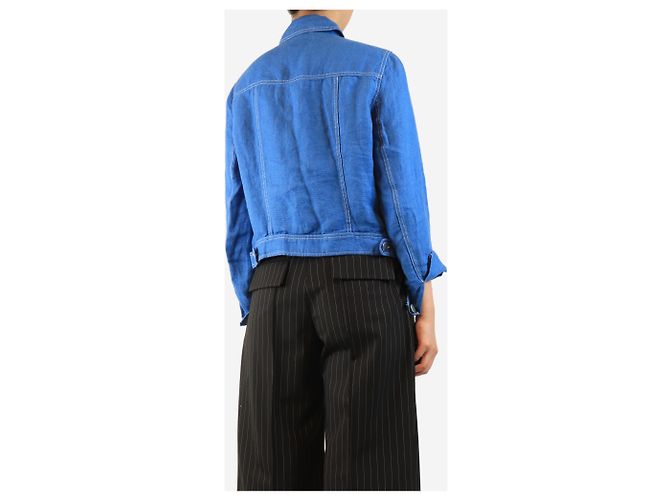 Autre Marque Kurze Leinenjacke in Blau - Größe UK 12 - Ansicht 2