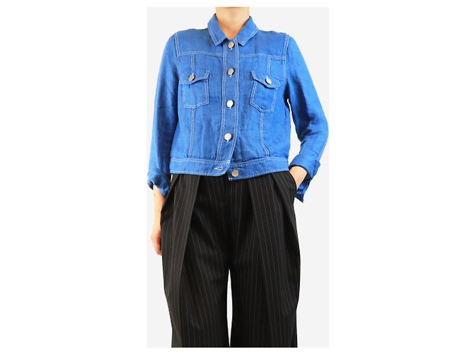 Autre Marque Kurze Leinenjacke in Blau - Größe UK 12 - Ansicht 3