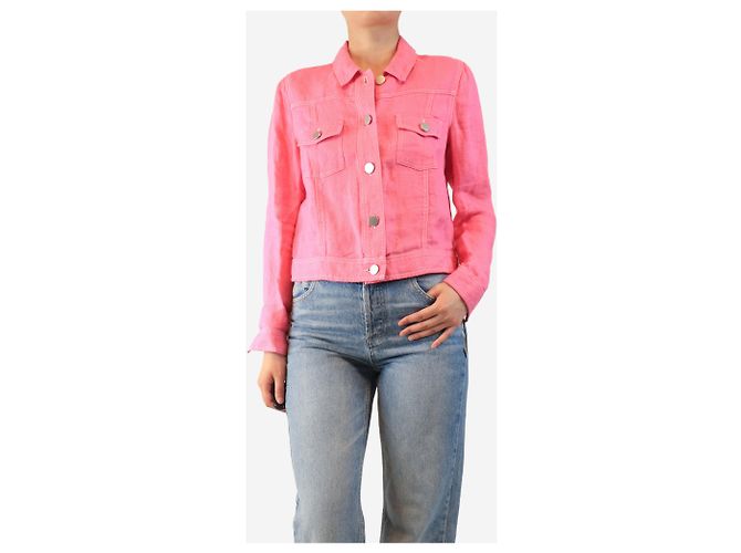 Autre Marque Kurze Leinenjacke in Rosa - Größe UK 12 Pink - Ansicht 3