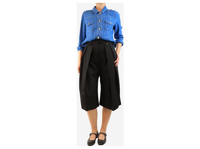 Autre Marque Culottes plisadas con raya diplomática negra - talla UK 10 Negro - vista 2