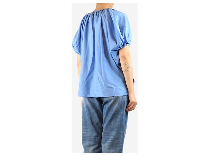 Joseph Blusa de seda azul con cuello drapeado - talla UK 6 - vista 2