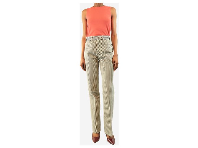 Céline Vaqueros de sarga a rayas Hickory blanco y azul marino - talla UK 8 - vista 2