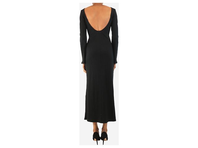 Reformation Vestido maxi acanalado negro con escote profundo en la espalda - talla XS - vista 2