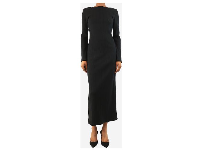 Reformation Vestido maxi acanalado negro con escote profundo en la espalda - talla XS - vista 3