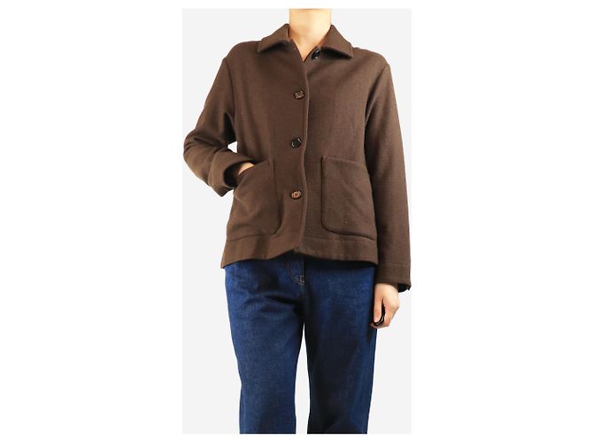 Autre Marque Veste en mélange de yak marron chocolat - taille UK 8 - vue 3