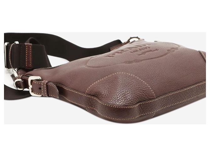 Prada Borsa a tracolla in pelle Vitello Daino marrone - vista 13