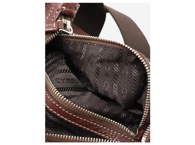 Prada Borsa a tracolla in pelle Vitello Daino marrone - vista 5