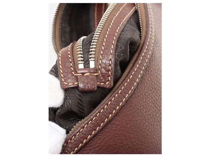 Prada Borsa a tracolla in pelle Vitello Daino marrone - vista 8