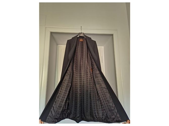 Loewe Abrigo Largo de Lana Virgen Negra Negro - vista 3