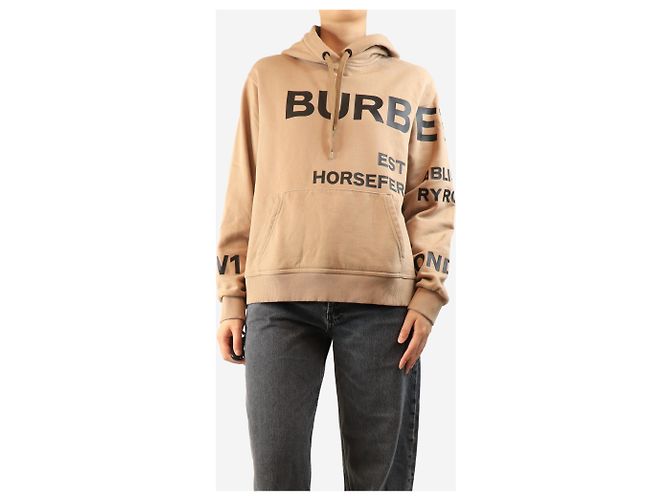 Burberry Sudadera con capucha beige con estampado Horseferry - talla M - vista 3