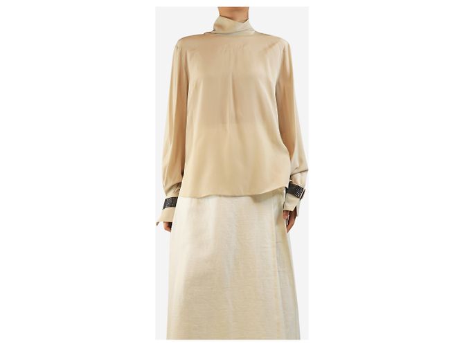 Brunello Cucinelli Monili cuff Seidenbluse Ecru - Größe L - Ansicht 3