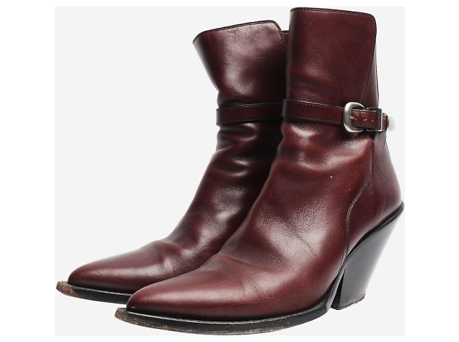 Céline Braune Leder-Ankle-Boots im Western-Stil - Größe EU 38 (UK 5) - Ansicht 2