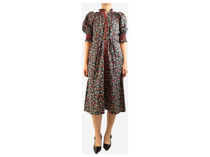 Autre Marque Midi-Kleid mit Kirschprint - Größe M Schwarz - Ansicht 3