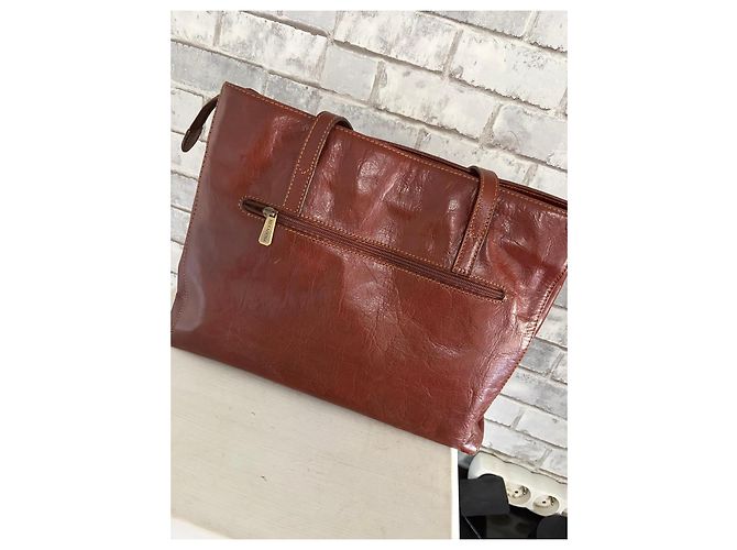 Autre Marque Hexagona Borsa a mano in pelle marrone - vista 2