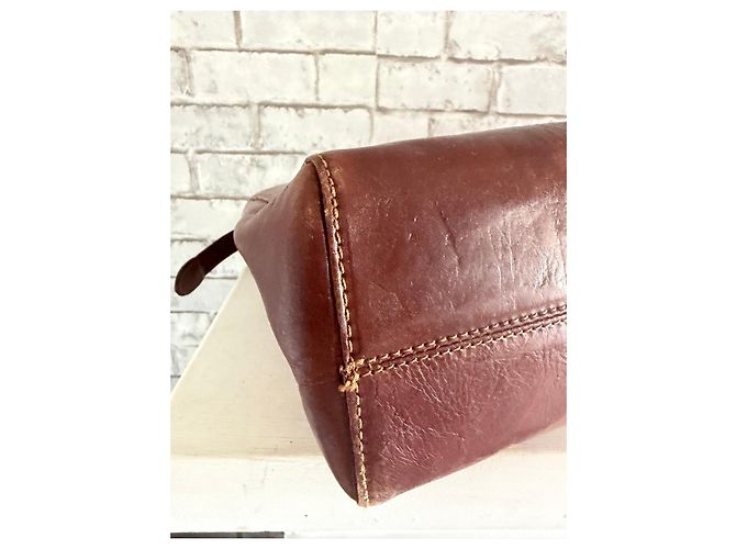 Autre Marque Hexagona Borsa a mano in pelle marrone - vista 5