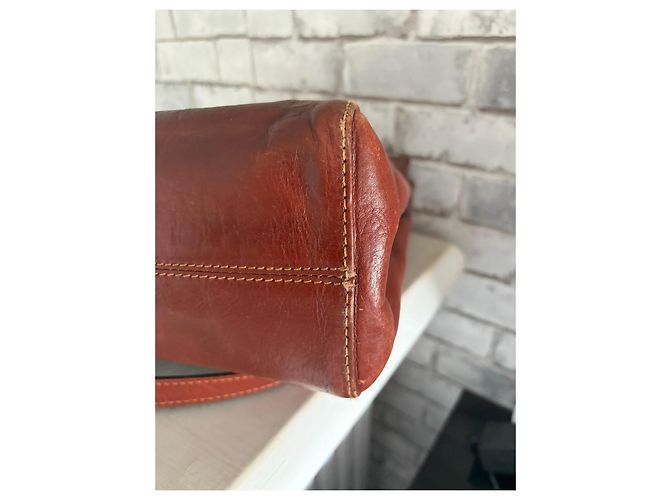 Autre Marque Hexagona Borsa a mano in pelle marrone - vista 6