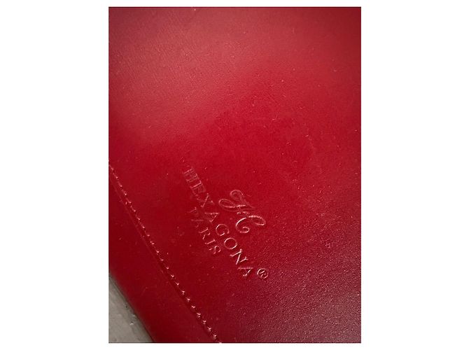 Autre Marque Clutch Hexagona in pelle rossa Rosso - vista 3