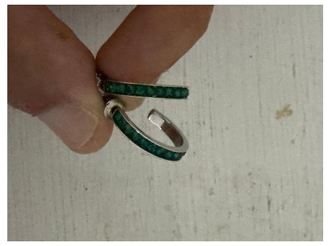 Autre Marque Orecchini a Cerchio Argento 925 Pietre Verdi Verde - vista 2