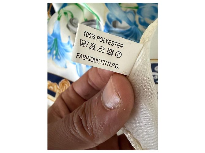 Carré Pierre Balmain stampa floreale blu Bianco Gold hardware - vista 4