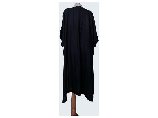 Aigner Schwarze Leinen-Kimono-Jacke Cape - Ansicht 3