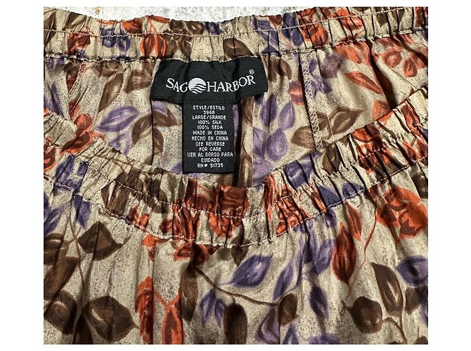 Autre Marque Gonna midi in seta con stampa floreale Saga Harbor Marrone Rosso Beige Porpora - vista 3