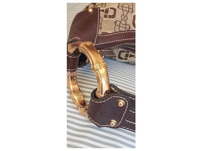 Borsa Gucci in tela monogrammata marrone e pelle marrone - vista 10