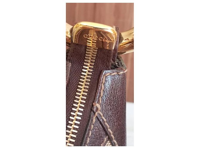 Borsa Gucci in tela monogrammata marrone e pelle marrone - vista 3