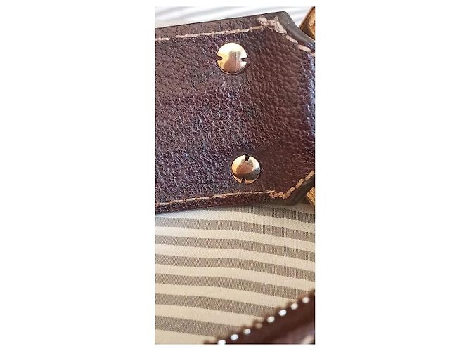 Borsa Gucci in tela monogrammata marrone e pelle marrone - vista 5