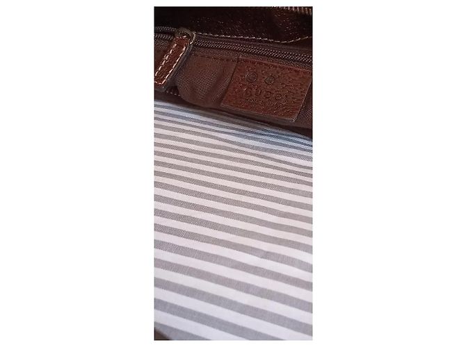Borsa Gucci in tela monogrammata marrone e pelle marrone - vista 7