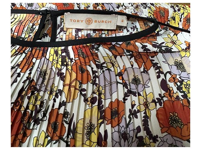 Top plissé floreale Tory Burch con scollo a volant e polsini in velluto Nero Multicolore - vista 6