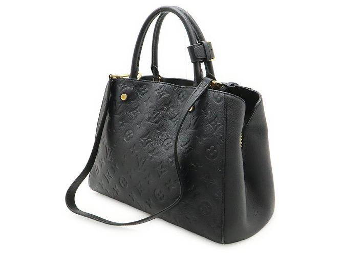 Borsa Louis Vuitton Monogram Empreinte Montaigne MM Nero - vista 3
