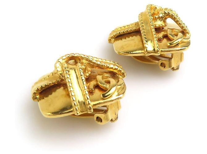 Pendientes de clip dorados Chanel - vista 4